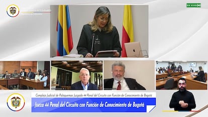 La jueza Sandra Heredia habla durante el juicio contra Álvaro Uribe, el 28 de julio de 2025.