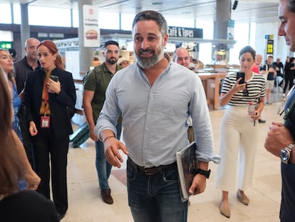 El presidente de Vox, Santiago Abascal, el día 19 en La Laguna (Tenerife).