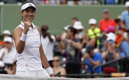 Muguruza, tras imponerse a Zhang. 