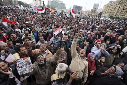 Manifestaci&oacute;n de este viernes en la plaza Tahrir. 