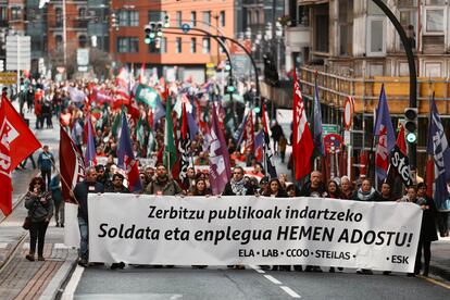 Manifestación en favor del sercvicio público el pasado 12 de marzo en Bilbao