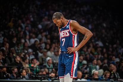 Kevin Durant durante el cuarto partido de la primera ronda de los playoffs ante los Boston Celtics, el pasado 25 de abril.