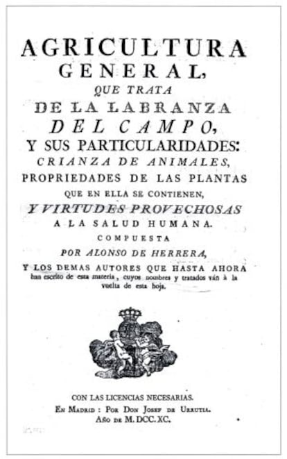 Portada de la edición de 1790 del libro de Herrera.