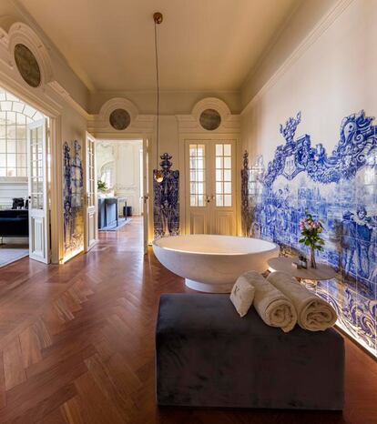 Una de las estancias del hotel boutique Verride Palácio Santa Catarina.