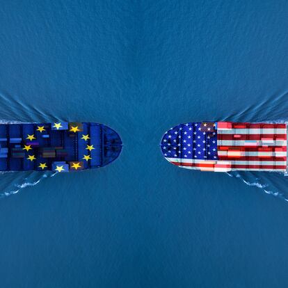 Trade war between EU and USA,concept photo