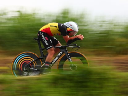 Remco Evenepoel, durante la contrarreloj.