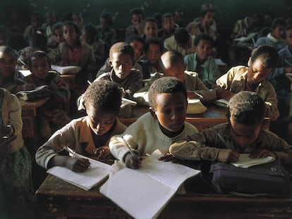 Schoolchildren in a class in Gondar, Ethiopia.