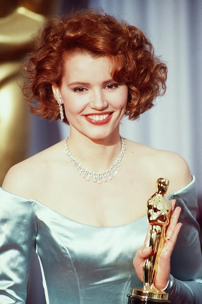 Geena Davis in 1989 after winning the Oscar for 'The Accidental Tourist'. 