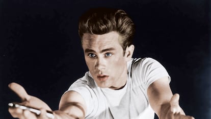 El actor James Dean, en el rodaje de 'Rebelde sin causa'.