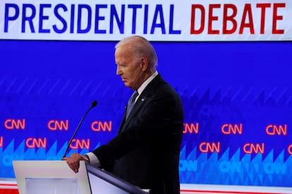 Joe Biden, presidente de Estados Unidos y candidato a la reelección, el 27 de junio, durante el debate con el candidato Donald Trump.