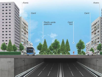 Proyección de la Autovía de Extremadura en la A-5 según la obra que plantea el PP