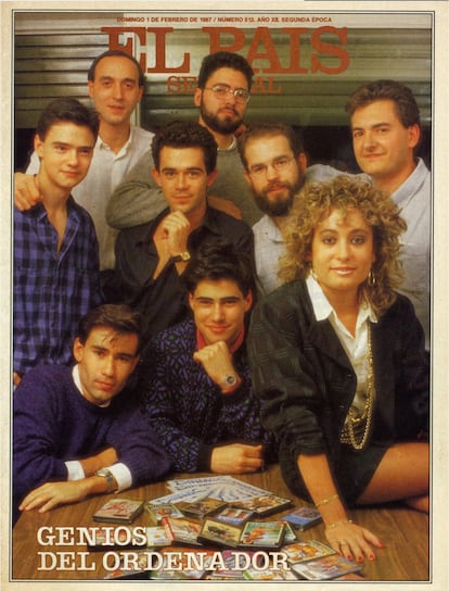 Portada que El País Semanal dedicó a los hermanos Ruiz y otros pioneros del videojuego y la informática en España en 1987.