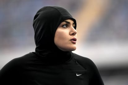 RIO DE JANEIRO, BRAZIL - AUGUST 12:  Kamia Yousufi of Afghanistan reacts after the competes in the Women's 100 metres preliminary on Day 7 of the Rio 2016 Olympic Games at the Olympic Stadium on August 12, 2016 in Rio de Janeiro, Brazil.  (Photo by Shaun Botterill/Getty Images)