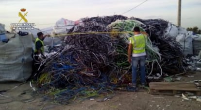 Cobre incautado por la Guardia Civil en una operaci&oacute;n en Madrid y Valencia el a&ntilde;o pasado.