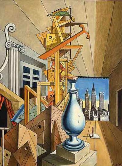 <i>Visione metafisica di New York</i> (1975), de De Chirico.