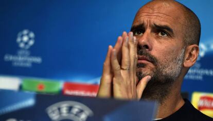 Pep Guardiola, durante la conferencia de prensa de este lunes.