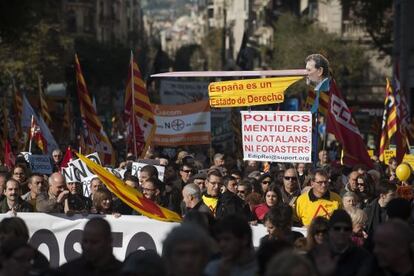 Protesta contra los recortes en Barcelona.