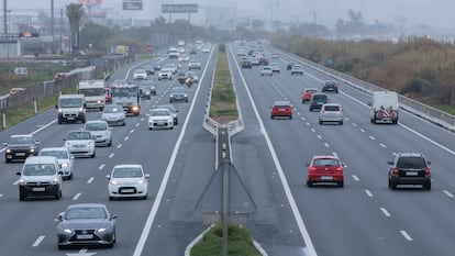 Vista de la A7 en la salida de Valencia, este miércoles.