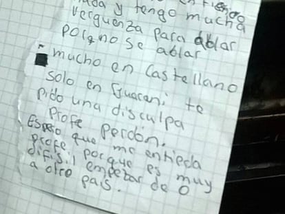 La carta que escribi&oacute; el joven nacido en Paraguay.