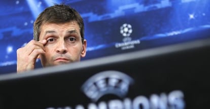 Tito Vilanova, durante la rueda de prensa