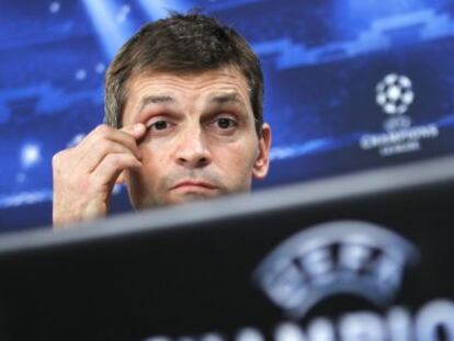 Tito Vilanova, durante la rueda de prensa