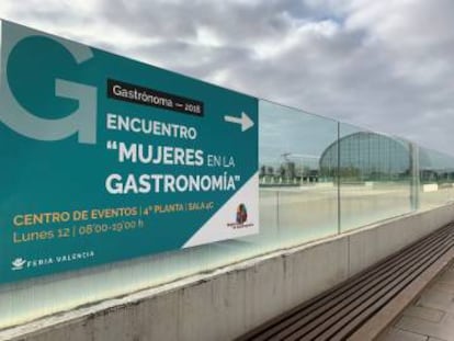 Fachada del encuentro 'Mujeres en la gastronomía', el pasado lunes.