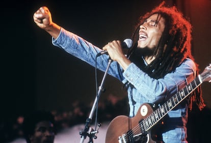 El compositor y cantante jamaicano Bob Marley, en un concierto en Estocolmo en 1978.