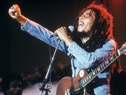 El compositor y cantante jamaicano Bob Marley, en un concierto en Estocolmo en 1978.