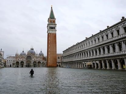 La plaza de San Marcos, inundada este martes.