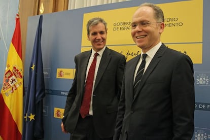 Los presidente de Renfe y Adif, Juan Alfaro y Juan Bravo, respectivamente.