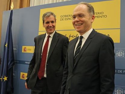 Los presidente de Renfe y Adif, Juan Alfaro y Juan Bravo, respectivamente.