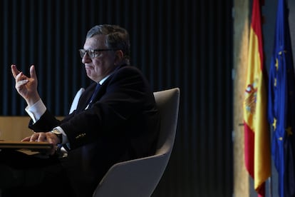 El expresidente de la Comisión Europea, en un momento de la entrevista con EL PAÍS en la IE Tower en Madrid, este viernes.