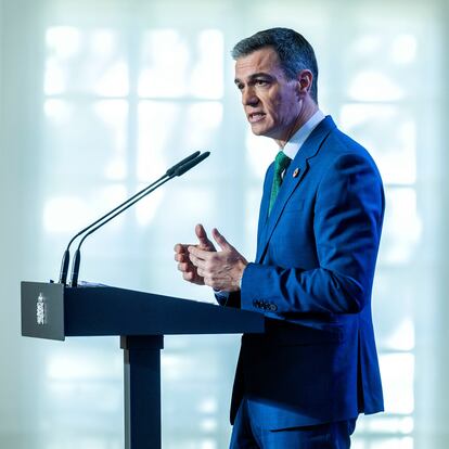 DVD 1246 (23/12/24) Comparecencia en rueda de prensa del presidente del Gobierno, Pedro Sánchez, para hacer balance del año, en el complejo de La Moncloa. © Claudio Álvarez