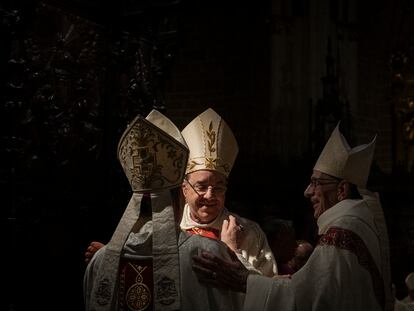El arzobispo de Pamplona, Florencio Roselló, en la ceremonia de su ordenación, el pasado 27 de enero.