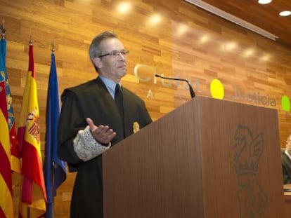 El magistrado Jos&eacute; Manuel Marco, durante su discurso al tomar posesi&oacute;n del cargo de presidente de la Audiencia de Castell&oacute;n.
