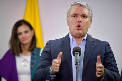 El presidente colombiano Iván Duque, durante una conferencia de prensa.