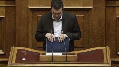 El primer ministro griego, Alexis Tsipras, en el Parlamento.