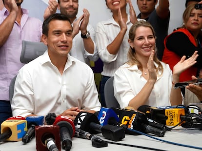 Daniel Noboa junto a su esposa Lavinia Valbonesi, el 20 de agosto en Guayaquil.