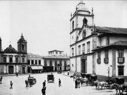 A Matriz da Sé, em foto de Militão Augusto
de Azevedo, década de 1860 reproduzida no livro 'Tebas, um negro arquiteto na São Paulo escravocrata'.