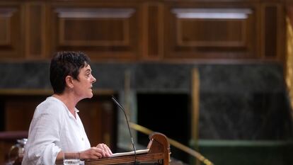 La portavoz de EH Bildu en el Congreso, Mertxe Aizpurua, interviene en el Congreso el pasado 13 de julio, cuando se aprobó la Ley de Memoria Democrática.