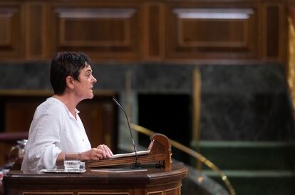 La portavoz de EH Bildu en el Congreso, Mertxe Aizpurua, interviene en el Congreso el pasado 13 de julio, cuando se aprobó la Ley de Memoria Democrática.