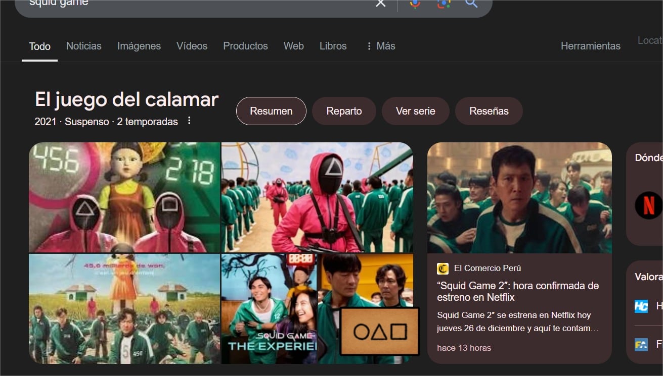 Juego del El juego de calamar de Netflix