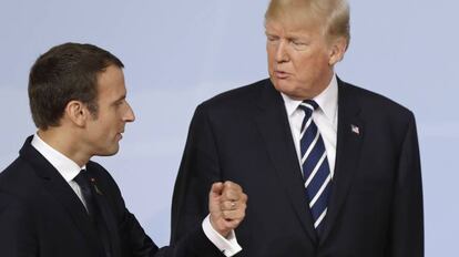 Emmanuel Macron e Donald Trump no G-20 de Hamburgo.