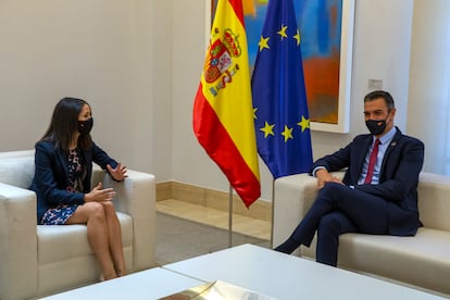 La líder de Ciudadanos, Inés Arrimadas, en una reunión con Pedro Sánchez en La Moncloa, el pasado septiembre.