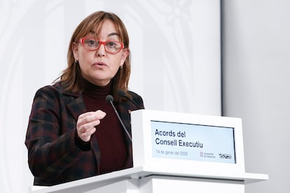 La consellera y portavoz del Govern, Sílvia Paneque, durante la rueda de prensa posterior a la reunión semanal del Consell Executiu, el martes pasado.