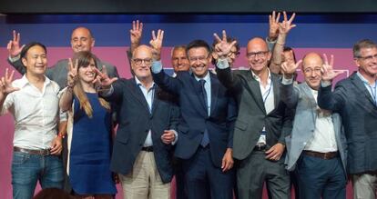 El equipo de Bartomeu celebra la victoria