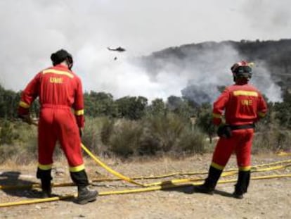 Intervención de la UME en un incendio en Extremadura.