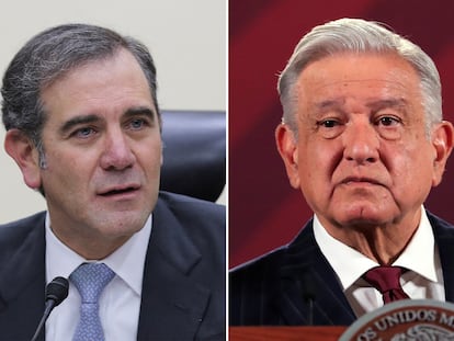El consejero presidente del INE, Lórenzo Córdova, y el presidente de México, Andrés Manuel López Obrador.