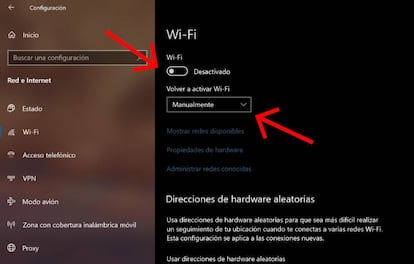 Programa la reactivación de la conexión wifi.