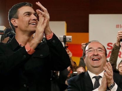 Pedro Sánchez y Miquel Iceta, el sábado en Tarragona.